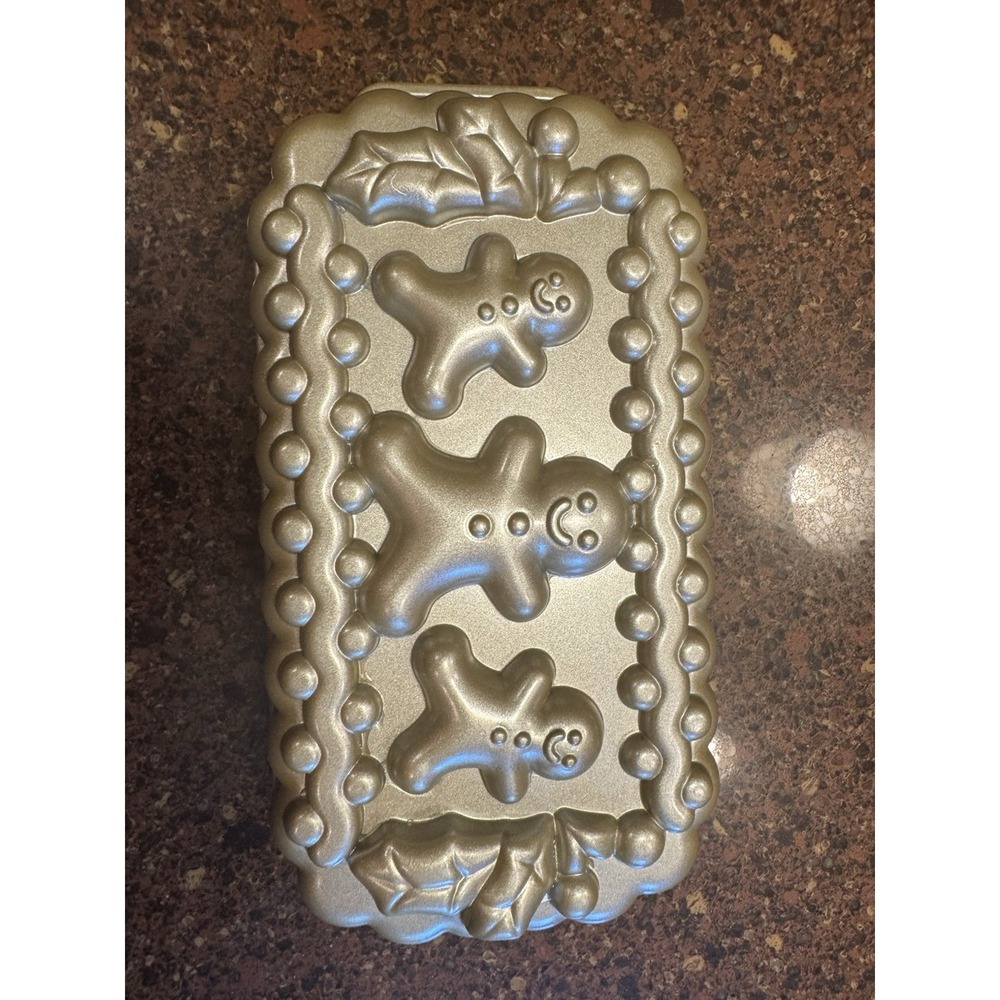 Nordic Ware Gingerbread Loaf Pan 6 Cup Cast Aluminum Christmas Cake Mold